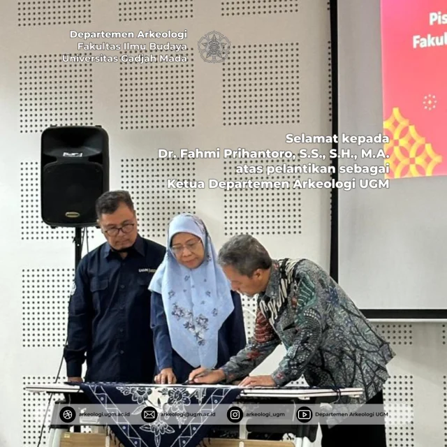 Tahun 2026 ini, estafet kepengurusan Departemen Arkeologi FIB UGM berpindah ke Dr. Fahmi Prihantoro. Semoga amanah dan membawa kemajuan bagi Departemen. 
Terima kasih kepada Dr. Mahirta, yang menjadi nakhoda di periode yang lalu 🙏
.
#arkeologiugm #fibugm #rayawarnafibugm #arkeologiindonesia